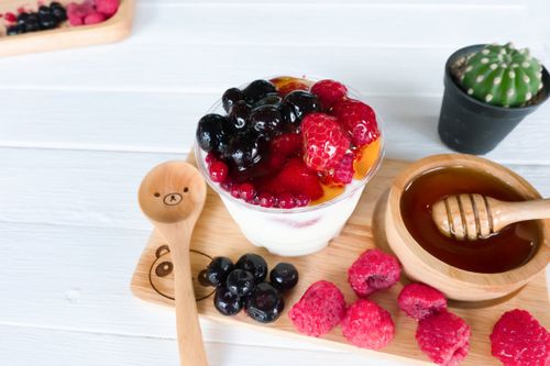蜂蜜,酸奶,水果,奶制品,坚果正版图片素材下载